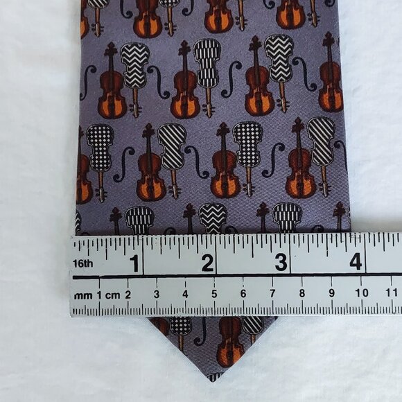 Christian Dior Paris Neck Tie France 100% Silk Instrument Music Cello Print NWT - Picture 7 of 9